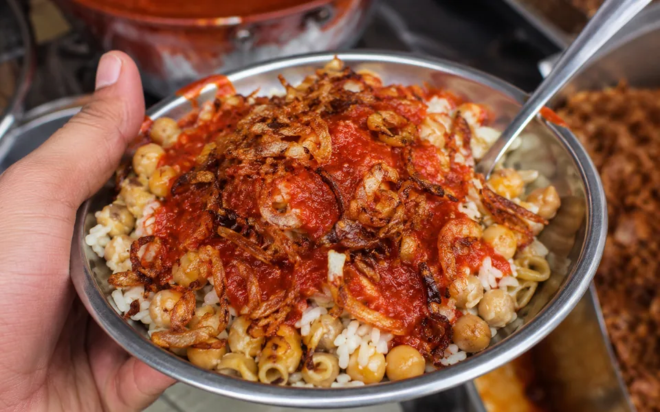 Popular Moroccan street food served in a local market.